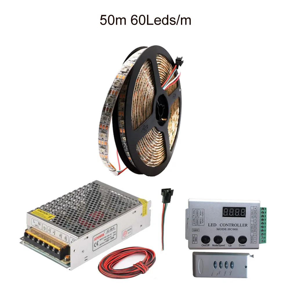 WS2812B WS2812 RGB светодиодный светильник HC008 Программируемый RGB светодиодный контроллер пикселей 133 режимов эффектов DC5V светодиодный трансформатор комплект - Испускаемый цвет: Белый