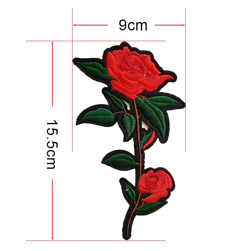 10 шт. вышитые цветы патчи красная роза аппликация для железа на одежде шитье