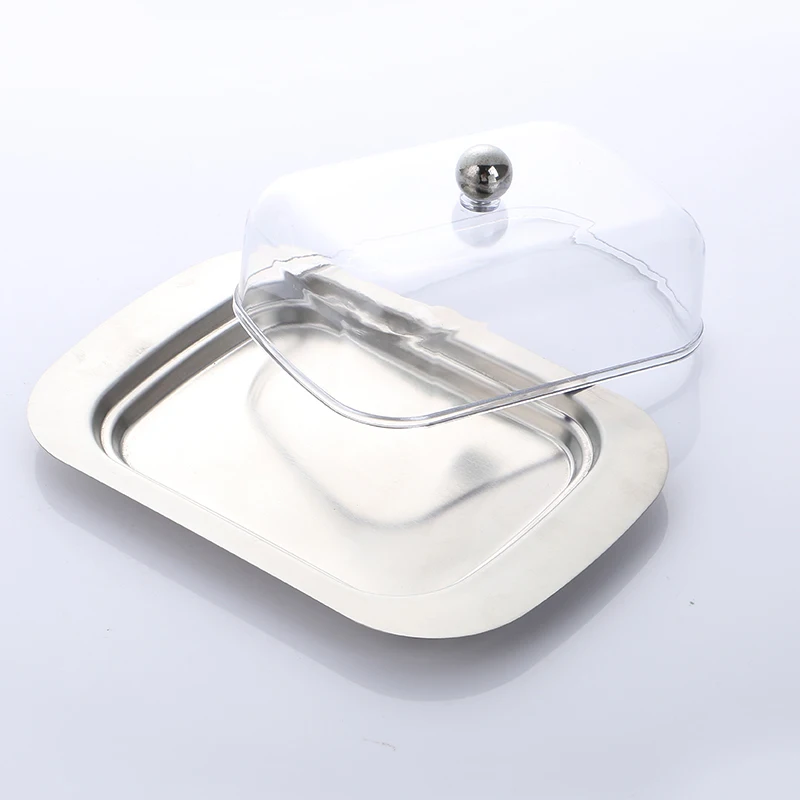 Plastic+Stainless Steel Cream Dishwasher Container Cheese Server Storage Tray With Cover Kitchenware Butter | Дом и сад