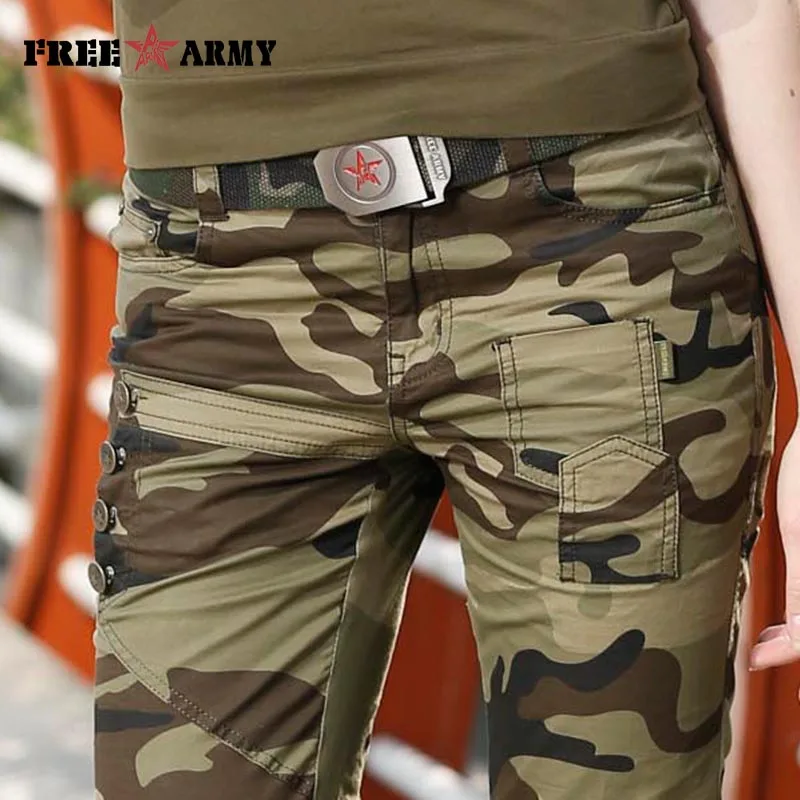 Модные женские камуфляжные брюки армейские карго узкие облегающие хлопковые с