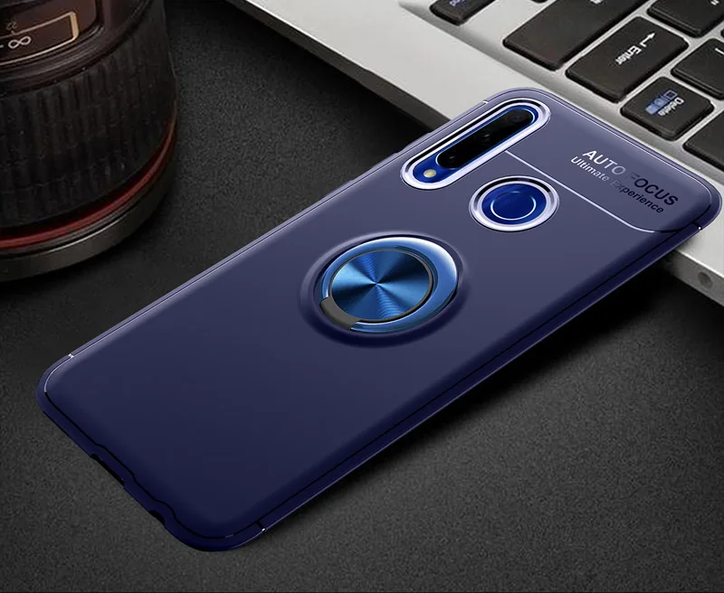 blue and blue ring 360 чехол с кольцом для huawei Honor 10i Honor 10 Lite 10i чехол с вращающимся металлическим магнитным силиконовым магнитным держателем из ТПУ - Цвет: blue and blue ring