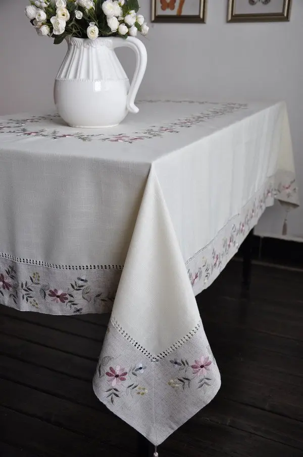 130X130 см (52X52 дюймов) Ажурными Вышивка Скатерть/Tablecover/по ПОЧТЕ HK | Дом и сад