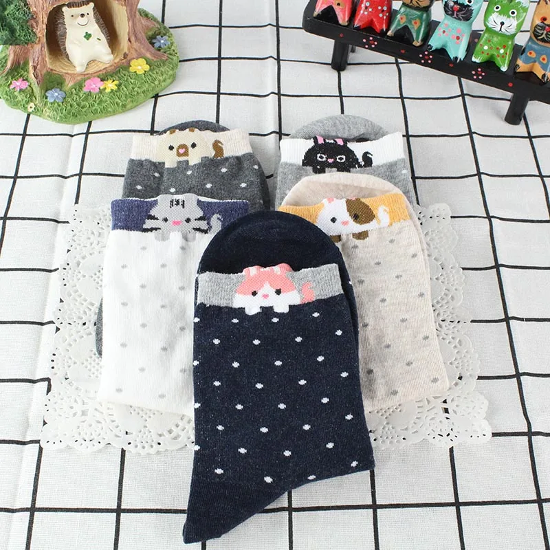 [COSPLACOOL] модные корейские смешные носки с котом/собакой Kawaii Новинка Meias милые