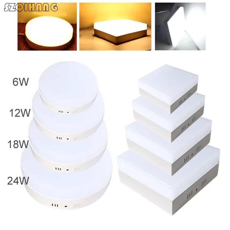 Square led ceiling lights 6W 12W 18W 24W Dimmable Round led panel down light surface mounted Spot light 220V 110V LED Lighting