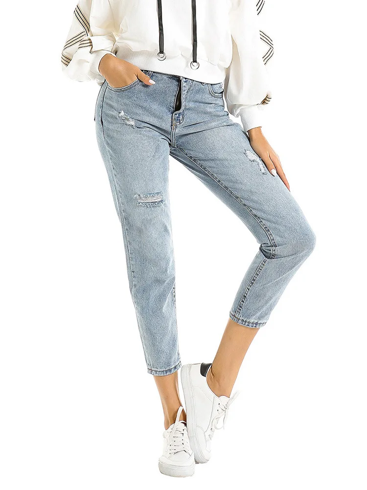 2019 Spring New Fashion Quality Cotton Jeans for Women High Waist Harem Plus Size Black Female Denim Trousers |