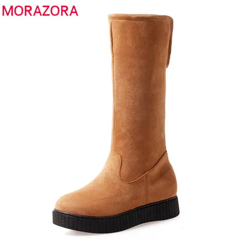 MORAZORA/2020 Новое поступление сапоги до середины икры женские зимние без шнуровки