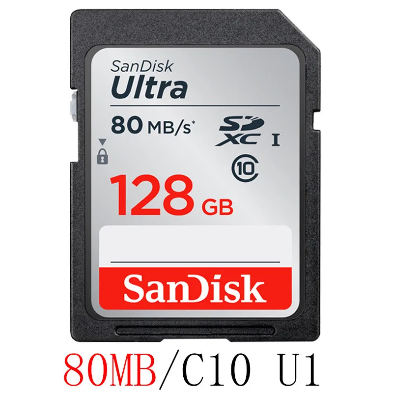 SDUNC-128G Карта памяти SanDisk 170MB SD для камеры 80MB 256GB 128GB 64GB 32GB 16GB карта памяти U3 U1 4K флэш-карта для камеры флэш-карта SDXC SDHC - Емкость: SDUNC-128G