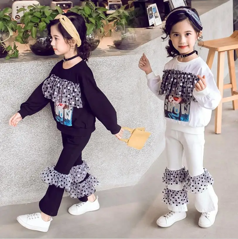 Для девочек-подростков модный костюм весна-осень новый сетка для принта