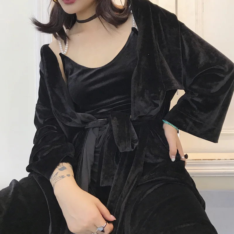 2017 Autumn New Lace Velvet Trench Coat for Women Korean Style Fashion Loose Solid Color Long Sleeve Wild | Женская одежда