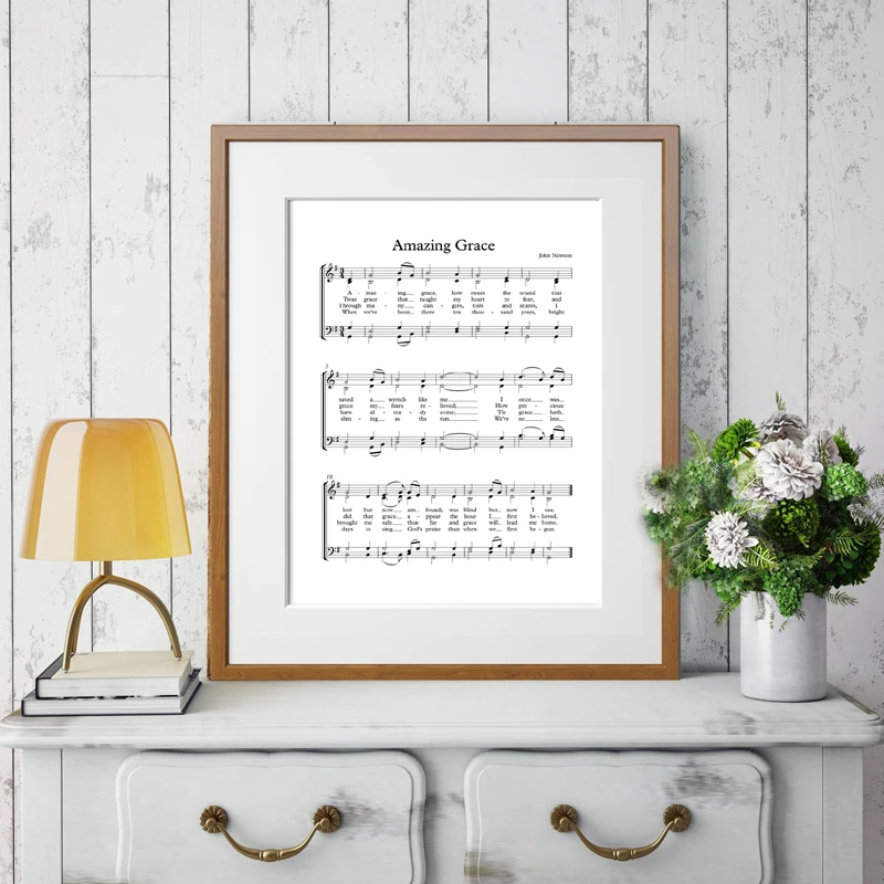 Amazing Grace Choir Hymn Sheet Music Canvas Art Poster Prints Minimalism Painting Wall Picture for Living Room Home Decor | Дом и сад