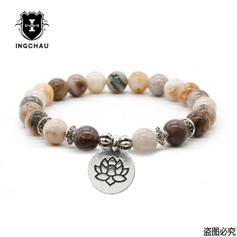 Женский браслет из натурального камня в виде лотоса и амазонита|bracelet buddha|amazonite