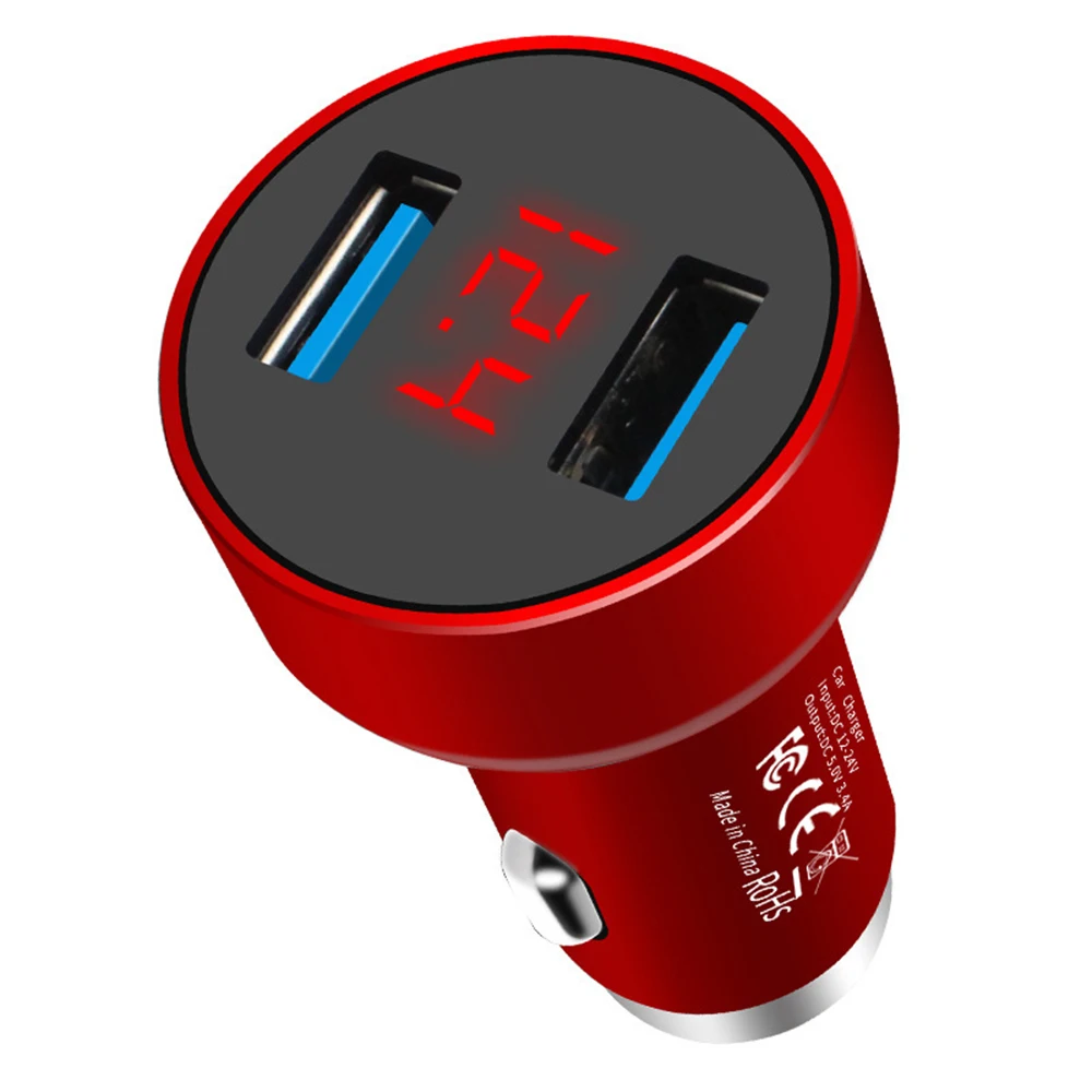 Красный Автомобильное usb зарядное устройство 5 в 3,4 А, двойное USB быстрое зарядное устройство, прикуриватель, автомобильное зарядное устройство для iPhone, Xiaomi, зарядное устройство для мобильного телефона s - Название цвета: Красный