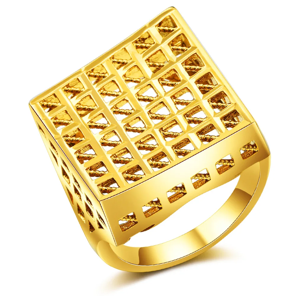 Gold color copper Wedding Rings Grid Design Couple Ring For Women/Men Wholesale | Украшения и аксессуары