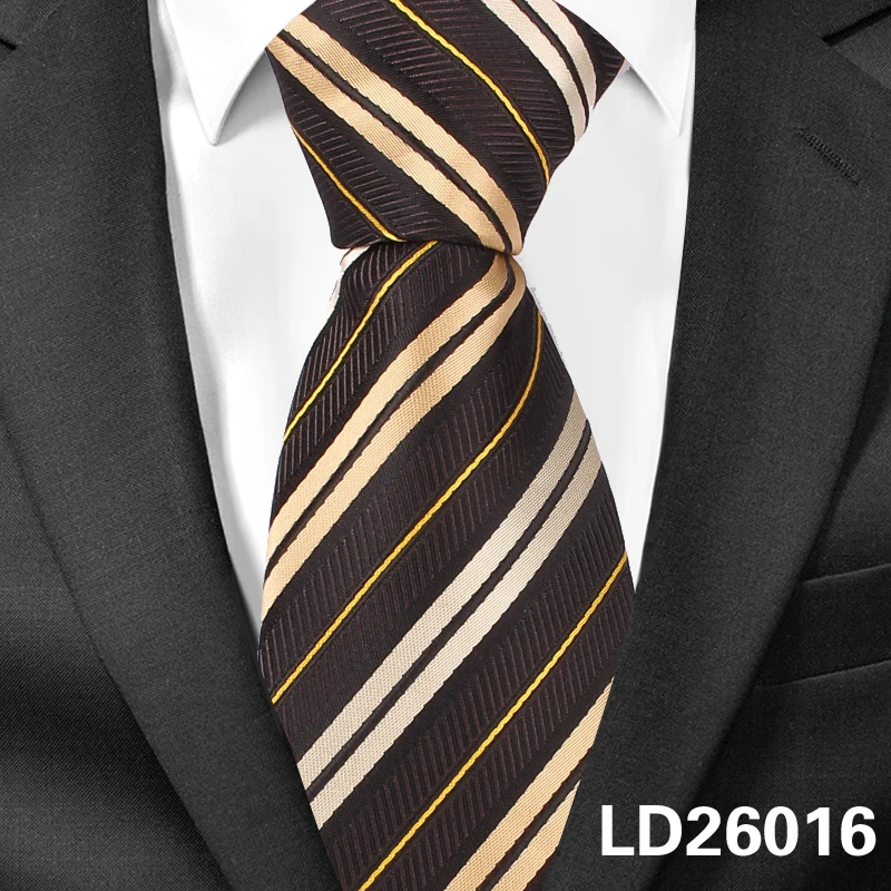 LD26016 Новые полосатые шелковые галстуки для мужчин жаккардовые Тканые Классические костюмы галстуки полосатый галстук для жениха Gravatas Corbata Vestidos мужской галстук - Цвет: LD26016