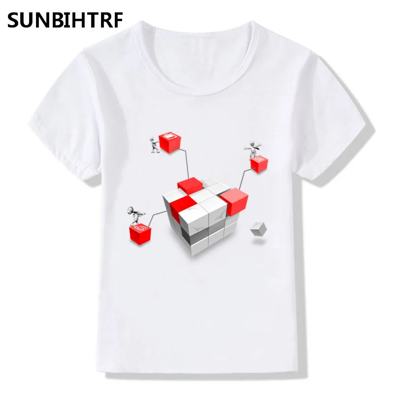 Забавные детские футболки ABC cube детская одежда топы с короткими рукавами для