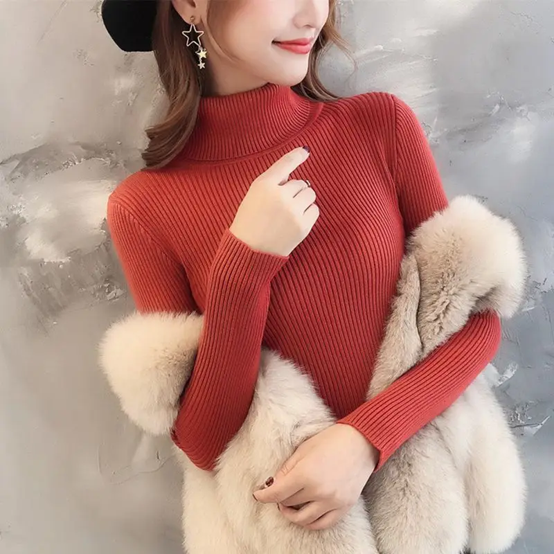 Zhuanhong Turtleneck Warm Women Sweater Autumn Casual Korean Winter Knitted Femme Pull High Elastic Female Basic Pullovers Sweater - Цвет: Zhuanhong