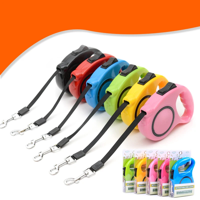 3 м 5 м Втягивающийся поводок для собак, поводок с помощью одной руки замок Автоматическая поводки для питомцев, собак ходьбе ведет для малых и средних собак 10T40