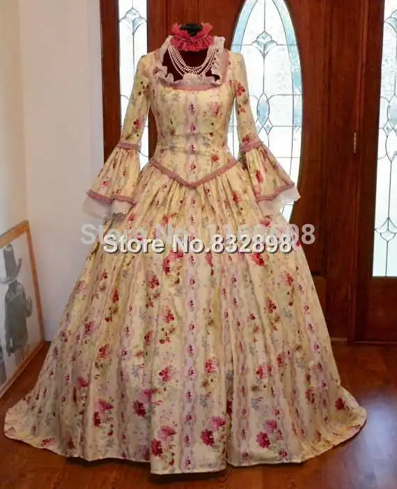 

Marie Antoinette Colonial Period Waltz Halloween Masquerade Ball Tea Dress Gown Costume