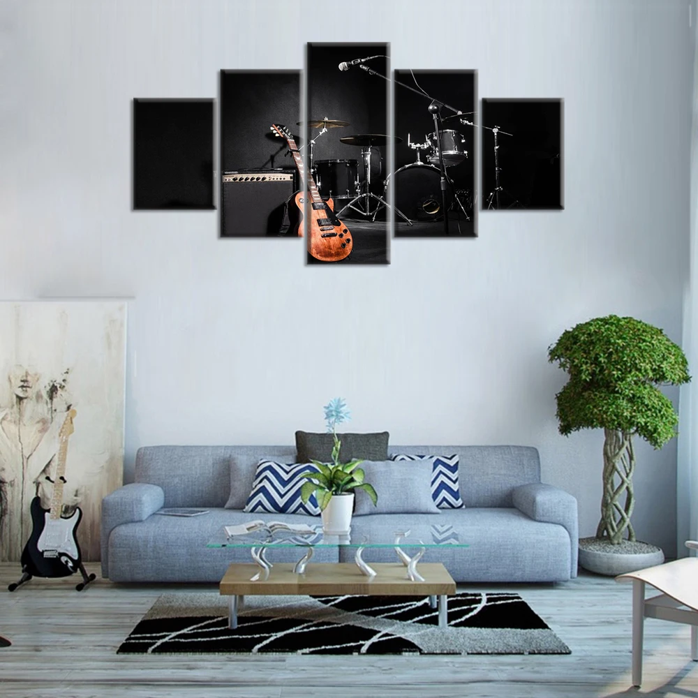 5 шт. холст картина музыка Гитары HD печати плакатов Wall Art Для Гостиная|wall art|canvas