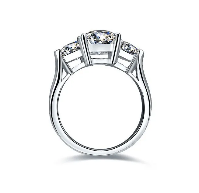 Кольцо из 18 каратного белого золота с тремя камнями 3 карата|ring designs diamond|ring in the