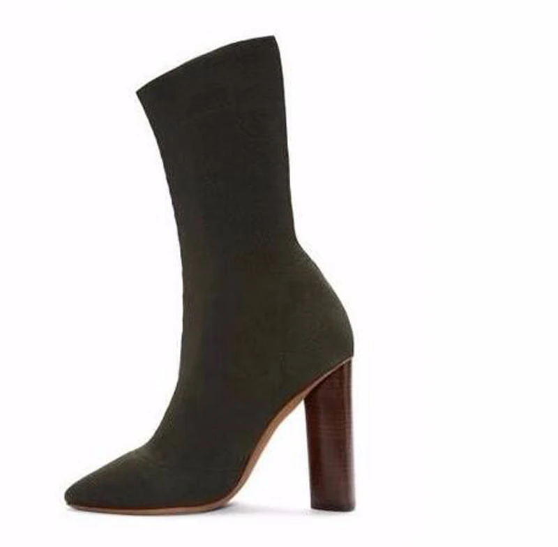 Сапоги женские эластичные выше колена на толстом каблуке 2017 | Обувь