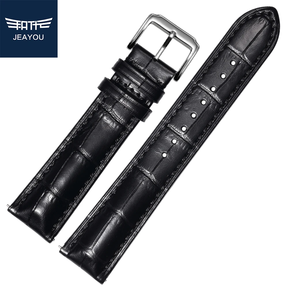 Кожаный ремешок для часов JEAYOU мужской и женский с застежкой бабочкой замены LONGINES