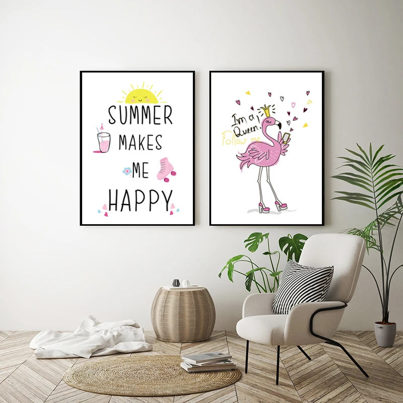 QFALOVE Cartoon Letters Animal Poster On Canvas Wall Art Print Painting Home Decorative Picture For Living Room Unframed | Дом и сад