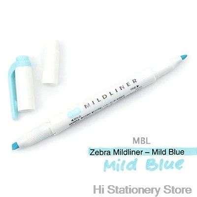 Mild Blue 1PC Брендовый маркер с рисунком зебры, двухсторонний маркер с круглым носком/косой мягкий 15 цветов на выбор для офиса и школы - Цвет: Mild Blue 1PC