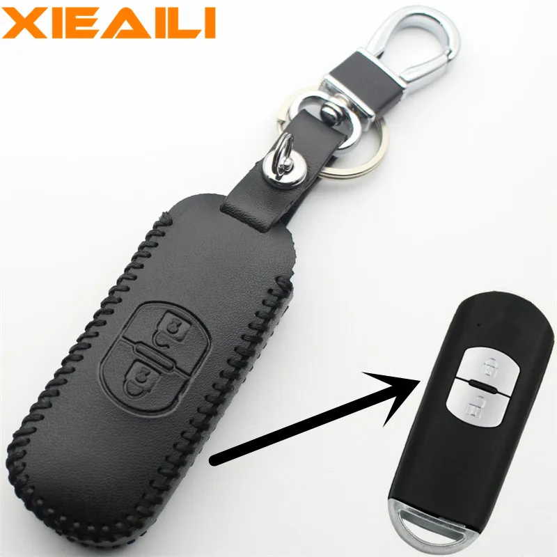 Чехол для смарт ключа XIEAILI из натуральной кожи с 2 кнопками Mazda CX4/CX5/CX7/M6/Atenza/Axela