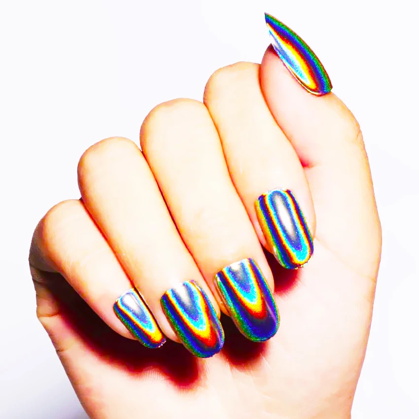 0,5 г/кор. голографические лазерные блестки для ногтей Holo Rainbow ногтей порошок для ногтей наконечник для ногтей хромированная пыль маникюр Дизайн ногтей украшения