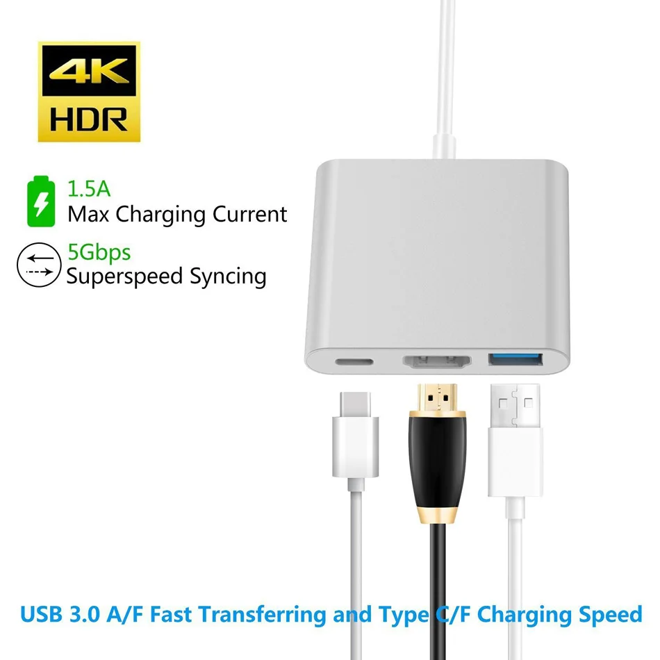 JKING USBC 3 1 конвертер USB C type 0/HDMI/type Женский адаптер зарядного устройства для Apple Macbook