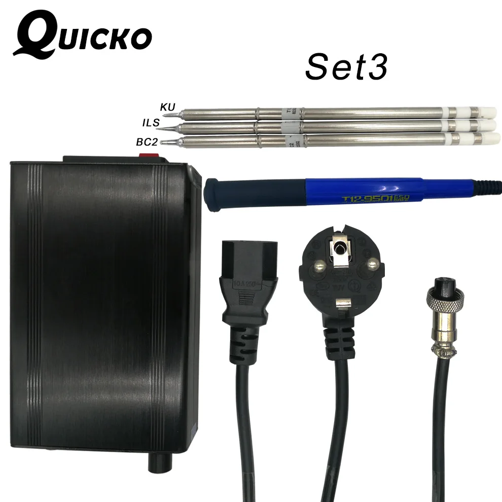 QUICKO STC T12 OLED цифровая паяльная станция T12 с 9501 ручкой ПАЯЛЬНЫЕ НАКОНЕЧНИКИ 108 ВТ большая мощность для HAKKO бессвинцовые железные наконечники