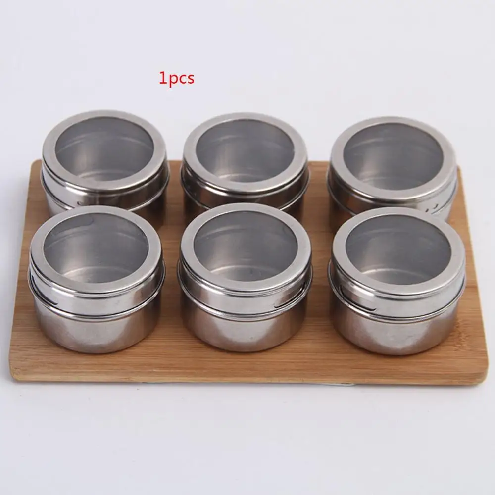 Stainless Steel Visible Seasoning Jar Magnetic Barbecue Seasoning Box Kitchen Spice Jar Stainless Steel Tank