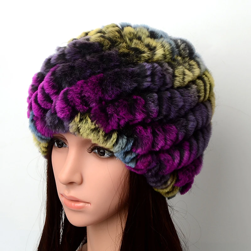 Модные натуральным лисьим мехом норки помпонами Skullies Шапки для Для мужчин женщин