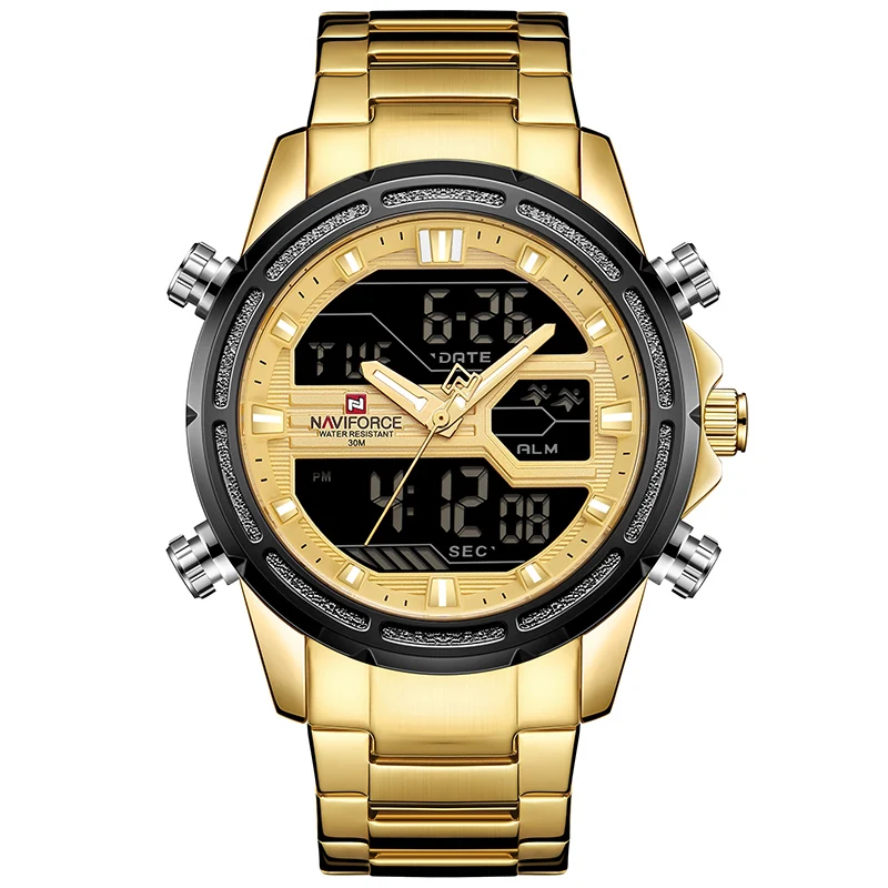 Часы наручные NAVIFORCE Мужские кварцевые цифровые модные спортивные брендовые