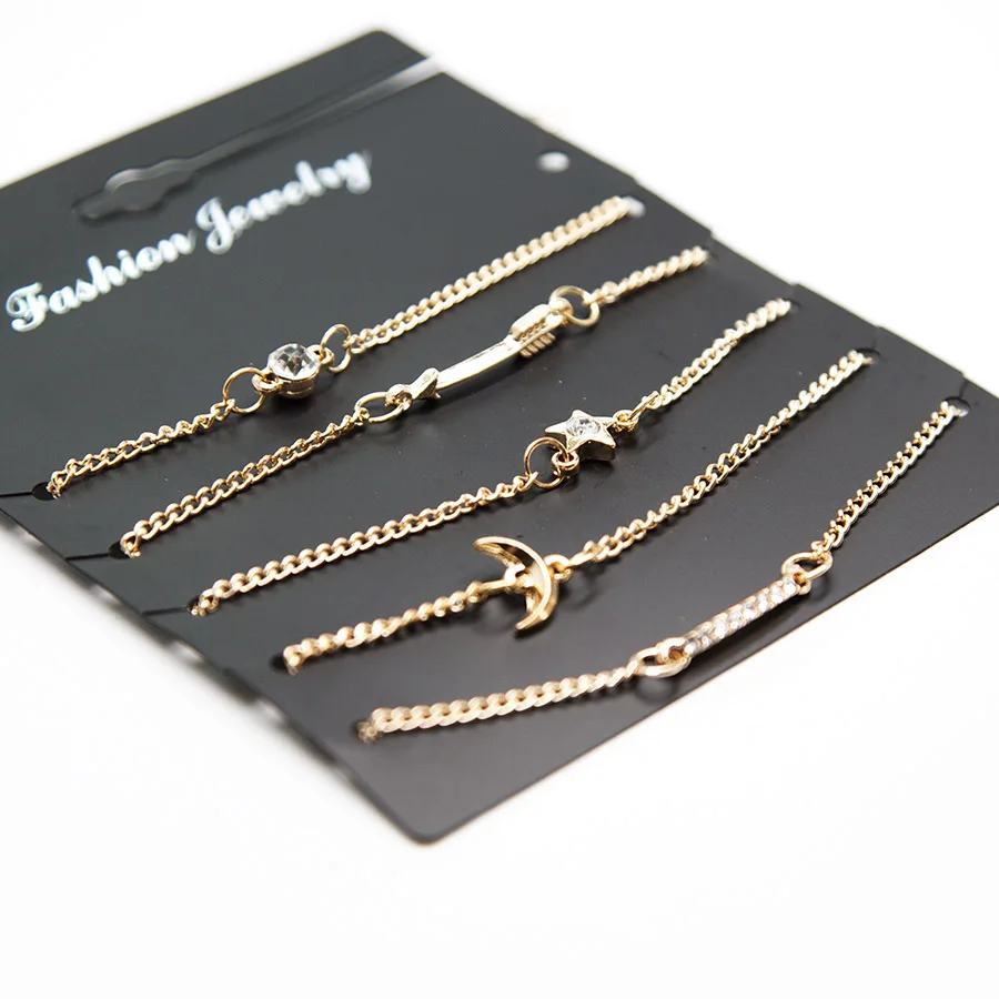 5 шт. специальный дизайн женский браслет звезда луна амулеты цепочка на руку