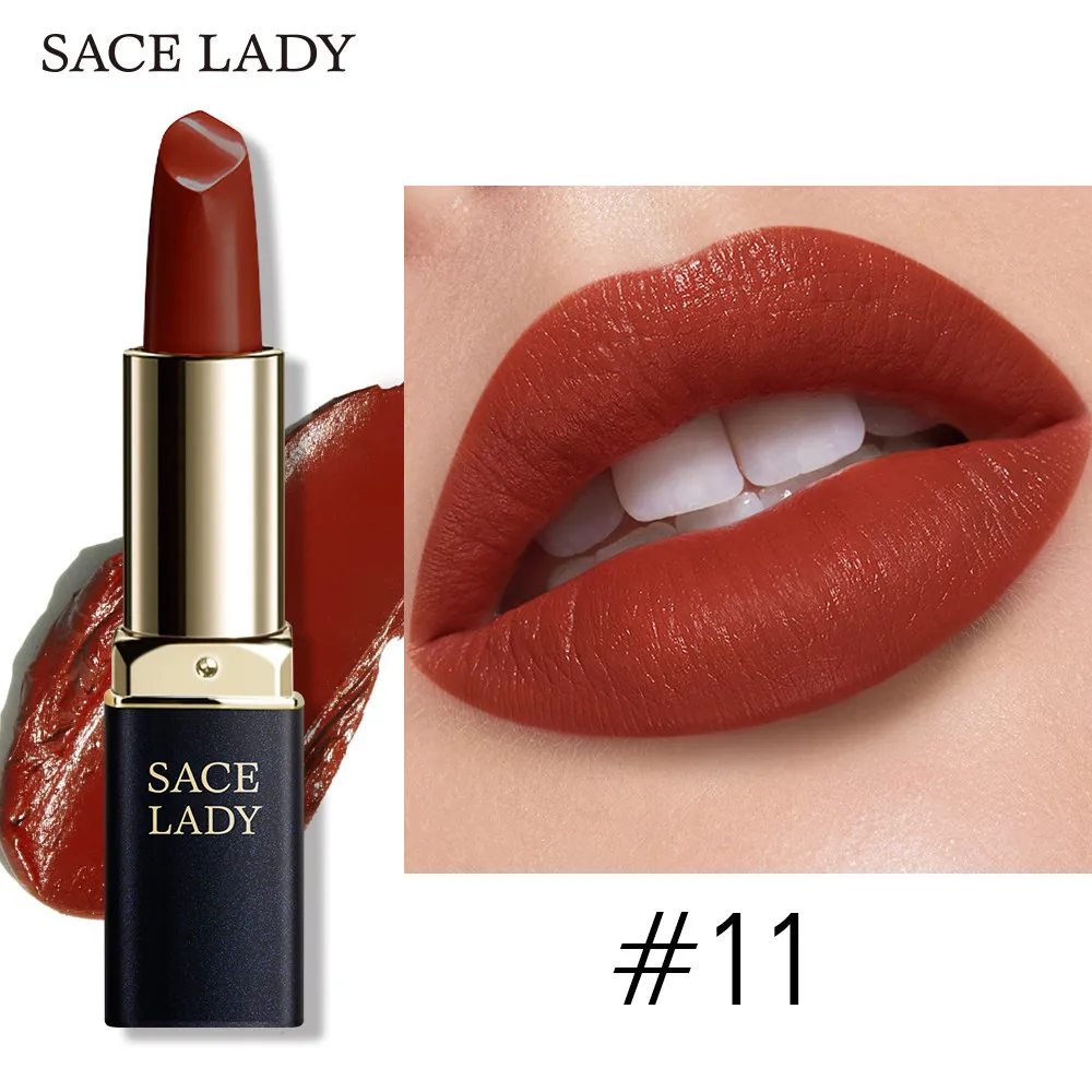 11 SACE LADY 18 цветов Шелковистые матовые Помада Макияж Водонепроницаемый телесный бархатная губная помада макияж Гладкая Высокая пигментированная текстура косметика - Цвет: 11