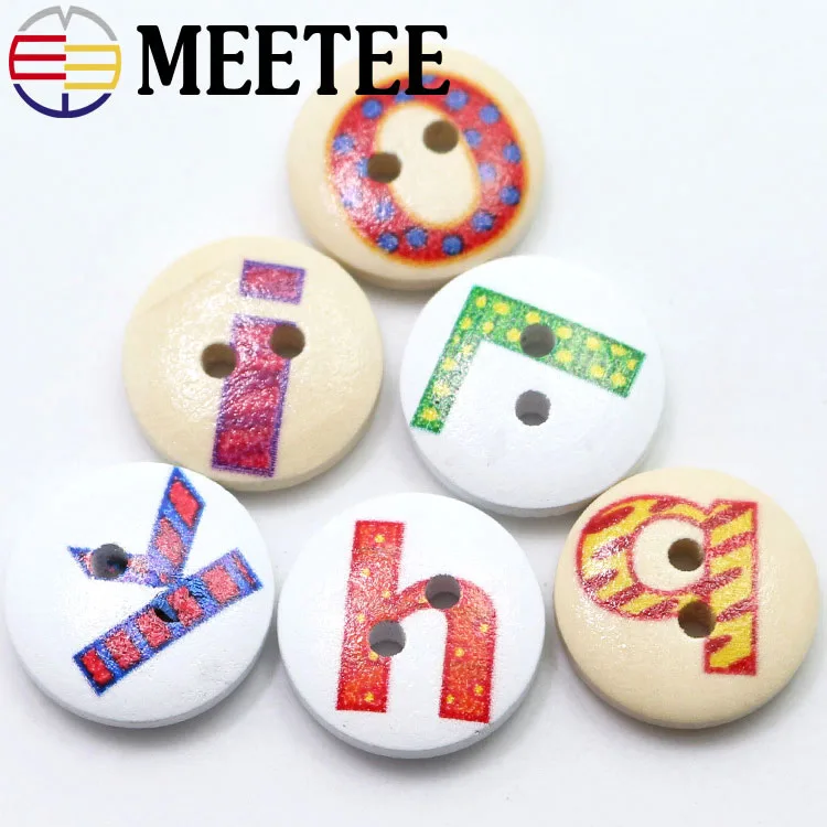 200 шт Зеленые деревянные английские буквы окрашенные кнопки мультфильм детей DIY