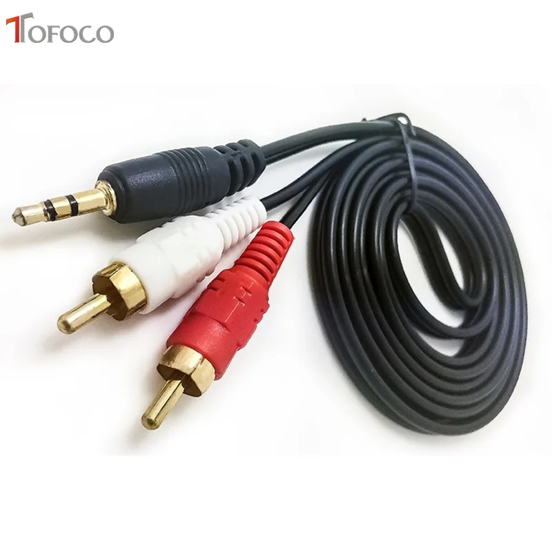 2017 ограниченная по времени Акция Tofoco 3 5 мм Джек к 2 Rca для аудио кабелей Штекерный