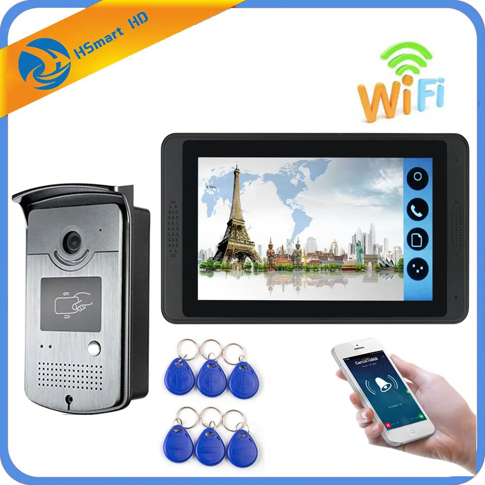 7 дюймов монитор RFID видеодомофон Wifi беспроводной видеодомофон дверной звонок 4G камера домофон система
