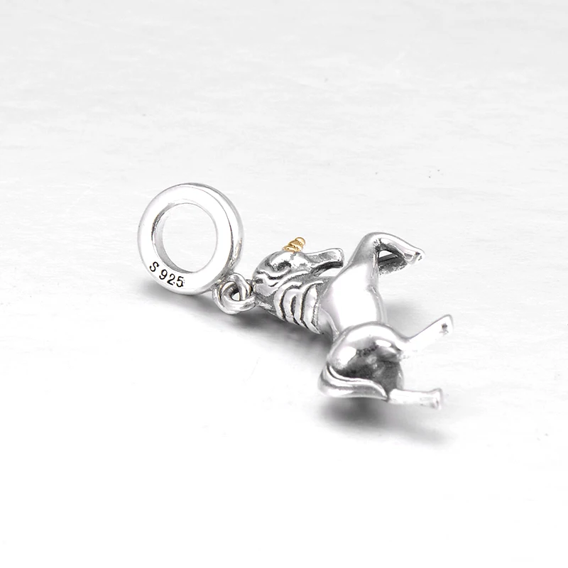 Authentic 925 Sterling Silver fine Unicorn Dangle Horse Pendant Beads Fit Original Pandora Charm Bracelet Jewelry making | Украшения и