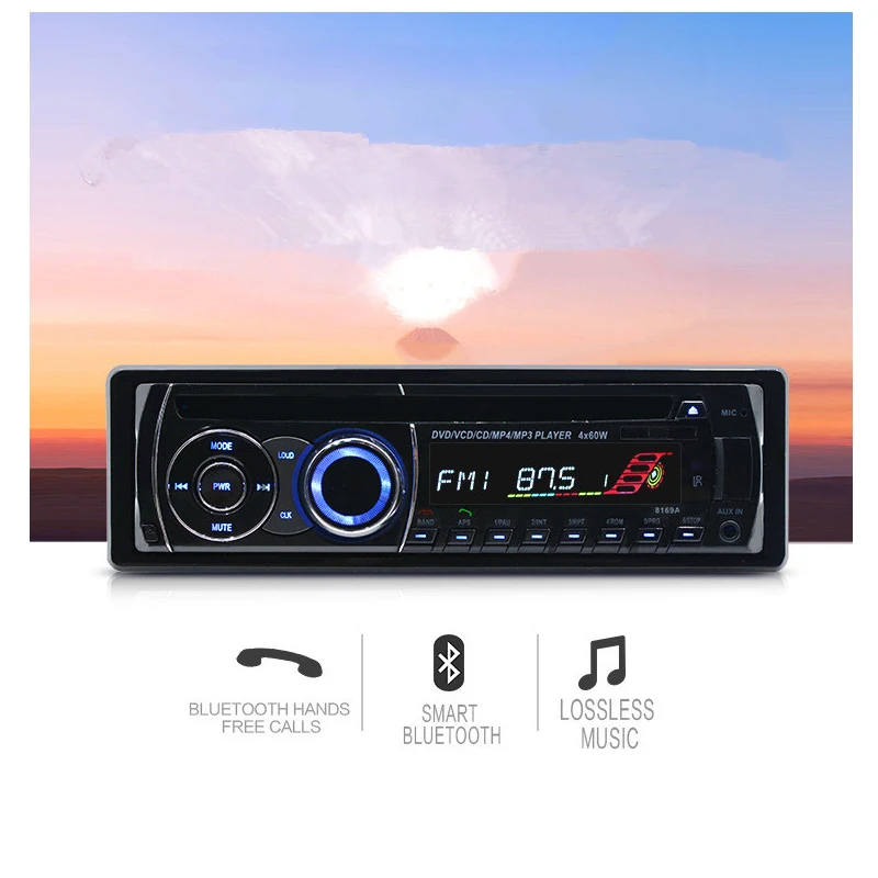 8169A Съемная панель 4*52 Вт 7388IC dvd-радио Bluetooth FM приемник CD VCD MP3 SD USB 12 В в тире 1Din