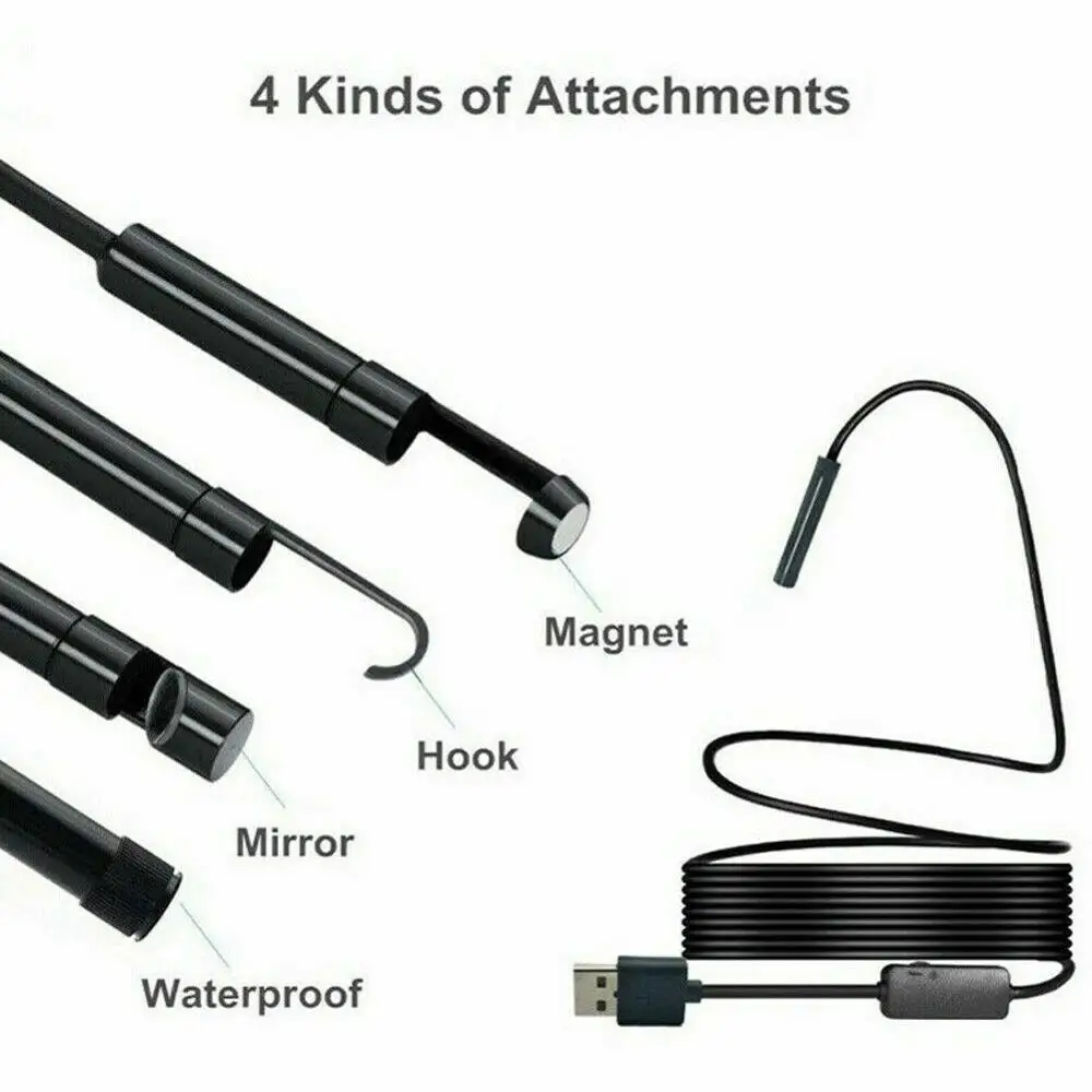 Pripaso HD Waterproof WiFi Endoscope Inspection 8 LED Camera Built in Battery for iPhone Android IOS 8MM 1M Long Cable | Безопасность и