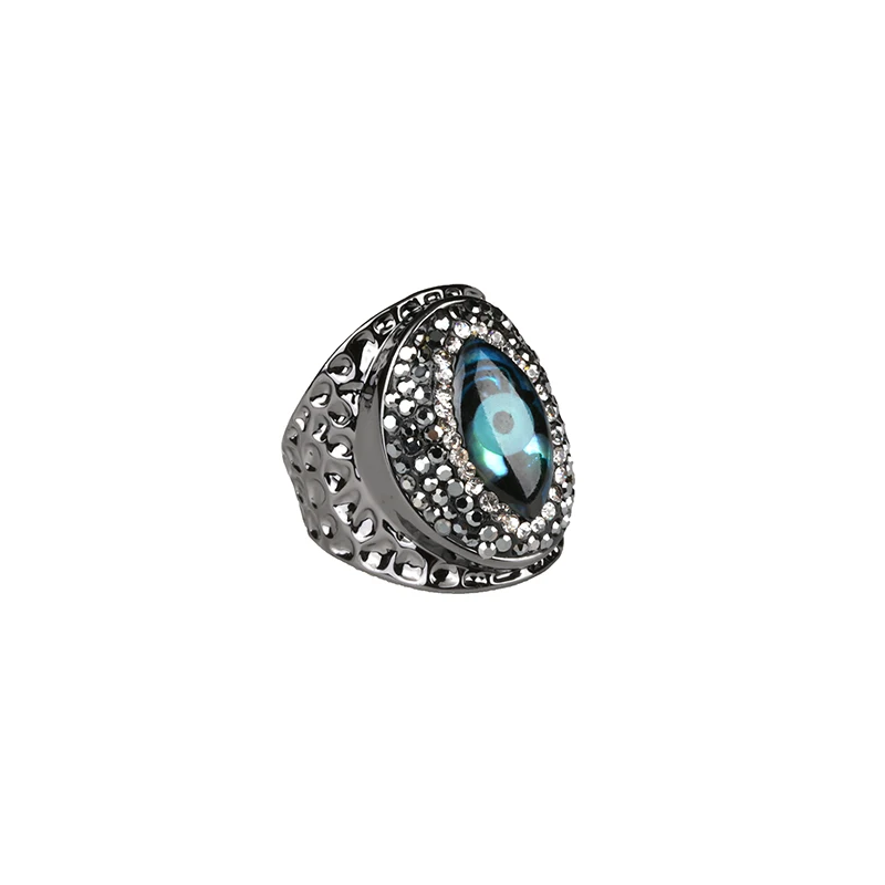 style 34 black 1 шт полудрагоценные камни стразы друзы каменные Угловые Агаты Золотая рамка змеиная кожа многоцветные открытые манжеты унисекс вечерние кольца - Цвет основного камня: style 34 black
