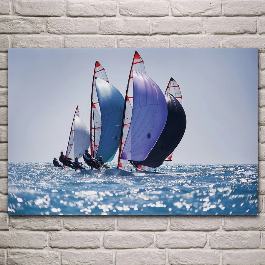 

sea sail boats regatta sailing sky horizon seascape fabric posters on the wall picture home art living room decoration KH955