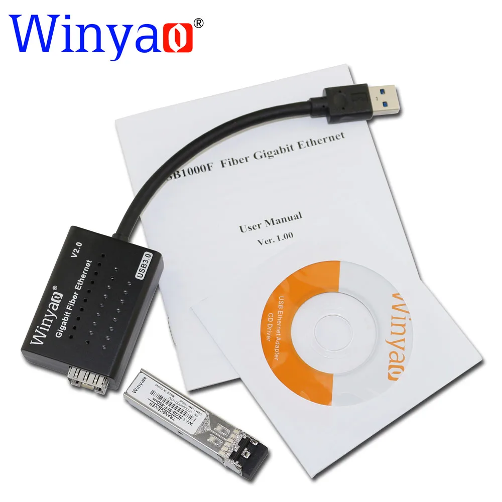 Winyao USB1000F-SX USB 3 0 гигабитный оптоволоконный Ethernet сетевой адаптер SFP NIC 1000 Мбит/с SX LC