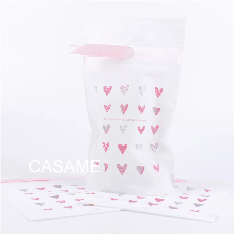 Маленькие розовые сердца милые пластиковые сумки конфеты печенье Перекус