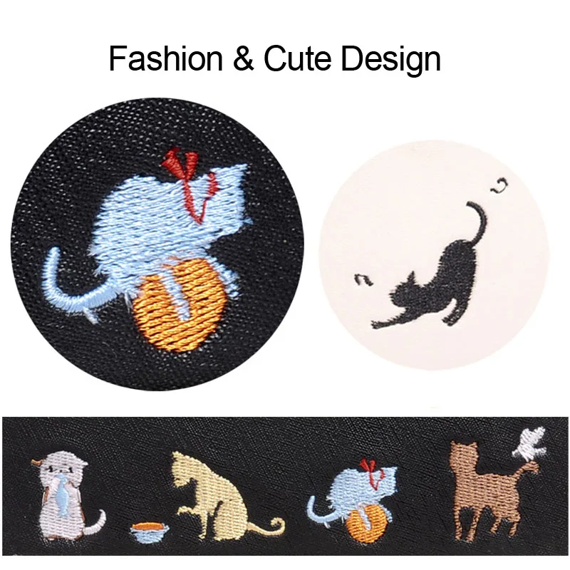 Cute Embroidery Cat Messenger Bag Women Small Circular Ears Crossbody Bags Teenage Girls Chain Shoulder Bag Mini Handbag XA25B
