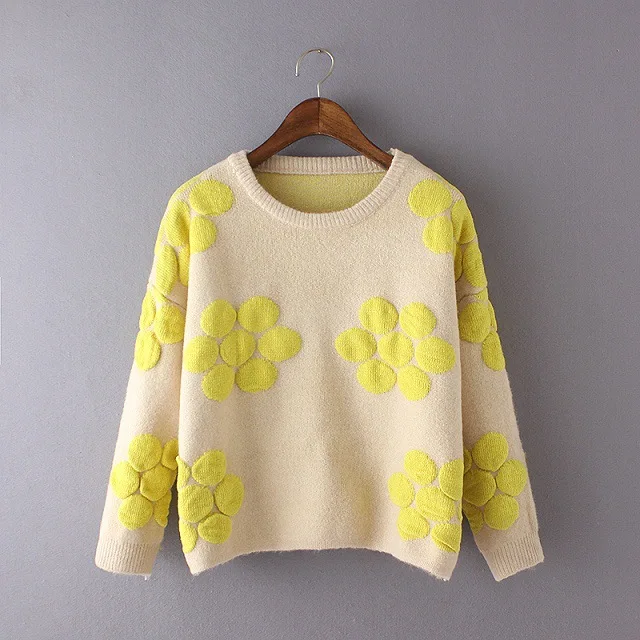 Повседневный свободный дизайн женский свитер с длинными рукавами и рукавом