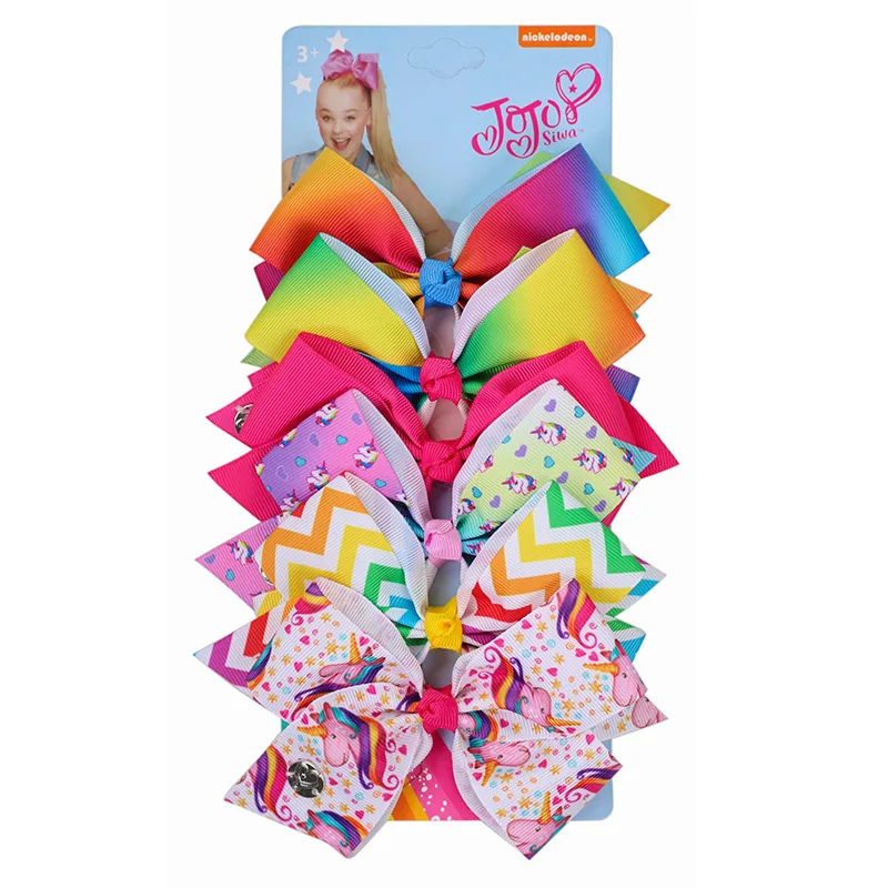 6 шт./лот повязка на голову JOJO Siwa с бантом в виде единорога красивым рисунком день